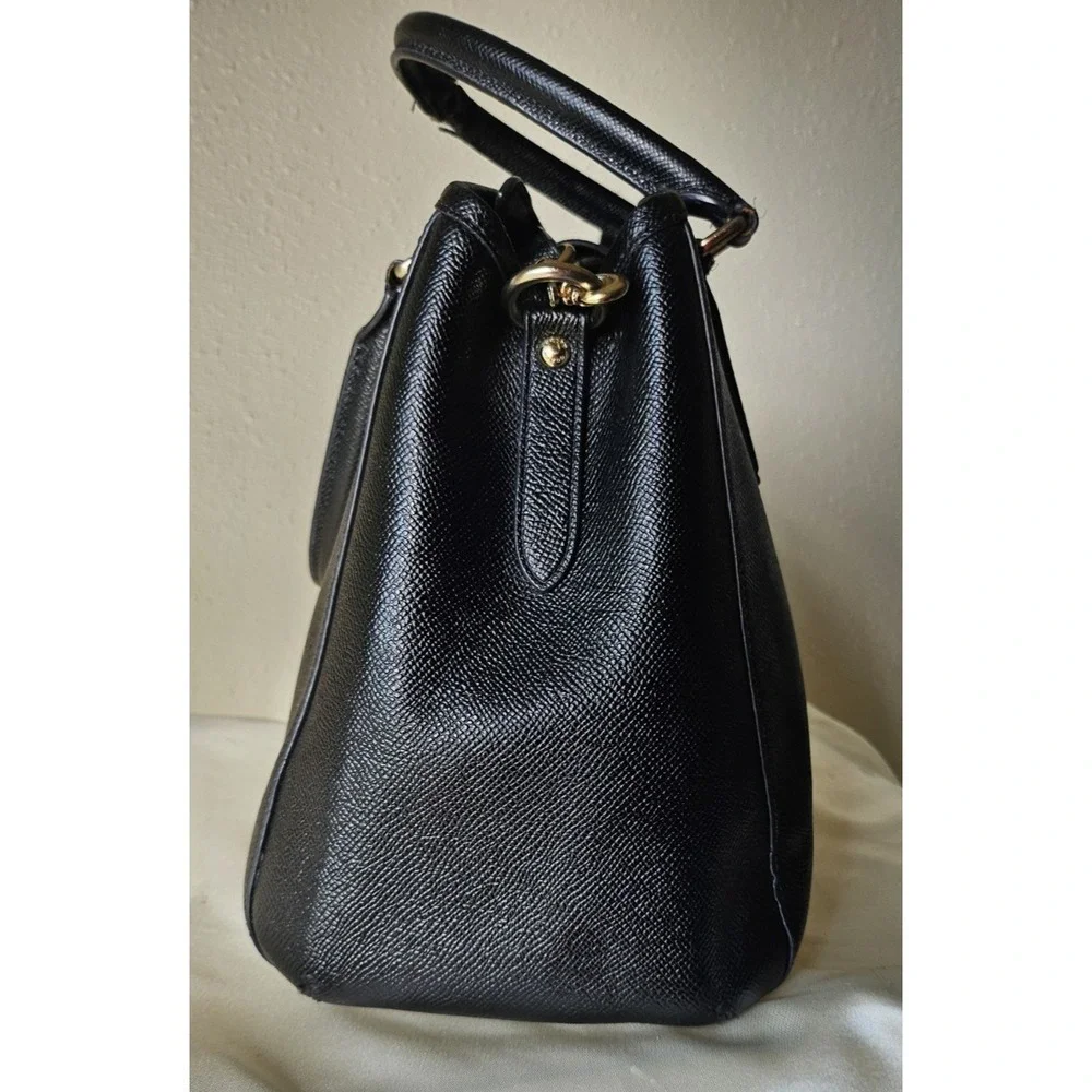 COACH Crossgrain‎ Leather Margot Carryall Purse/Satchel Black